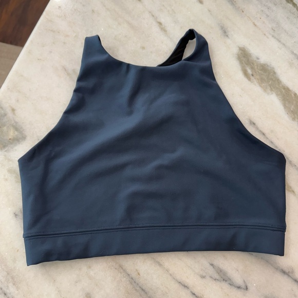 Peloton High Neck Navy and Black Sports Bra - Picture 2 of 8